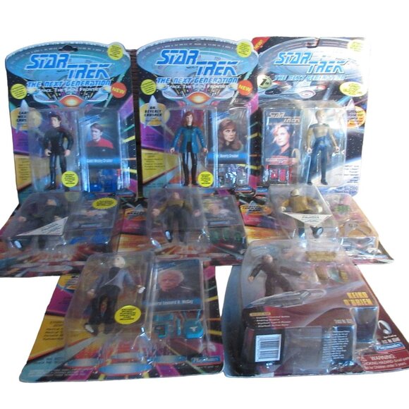 Lot of 8 Star Trek Next Generation Human Action Figures -...